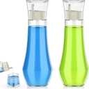 BTIFU Glass Mouthwash Dispenser for Bathroom, 8.8oz Refillable Mouth Wash Container Bottle with Lid Cup, Small Clear Mouthwash Dispensers Decanter for Countertop, Set of 2