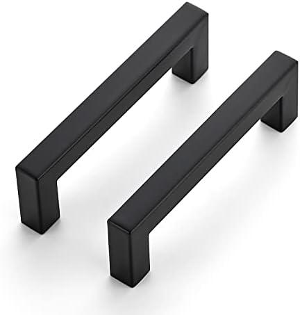 Goldenwarm 35 Pack 5 Inch Kitchen Square Cabinet Handles Matte Black Pulls Black Drawer Pulls Kitchen Cabinet Hardware for Cupboard Drawer Handles