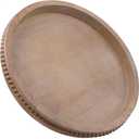 Wood Decorative Serving Tray with Bead, Round Vintage Wooden Ottoman Tray for Home Centerpiece, Counter Organizer, 13 Circle Tray for Kitchen, Living Room (Rustic Brown)