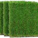 GLOBREEN Thick Artificial Grass Squares Mat, 12" x 12" Green Easter Table Centerpiece Placemats, Fake Turf Pads for Dogs, Patio, Indoor Outdoor Decor, 4 Packs