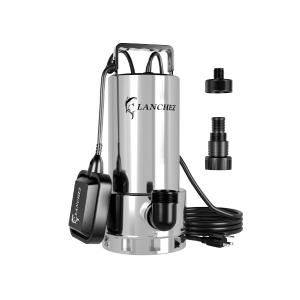 LANCHEZ 1.6 HP Stainless Steel Submersible Water Pump 5500GPH High Flow with Float Switch Long Cord, Sump Pump for Quick Water Removal from Swimming Pool Flooded Basement Pit Sewage Sink Pool Tub