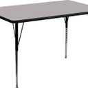 Flash Furniture Wren 30''W x 48''L Rectangular Grey Thermal Laminate Activity Table - Standard Height Adjustable Legs