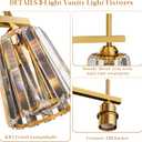 Crystal Bathroom Light Fixtures Over Mirror, Gold 3-Light Bathroom Vanity Lights Over Mirror Modern Wall Lighting Sconces with Ceramic E26 Base (Bulbs Not Include)