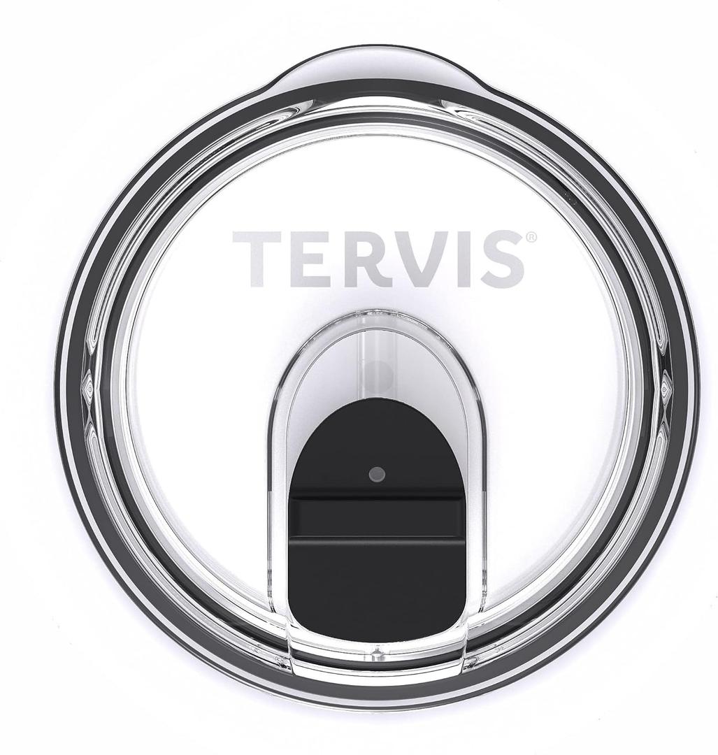 Tervis Slider Lid Made in USA Double Walled Insulated Tumbler Travel Cup Keeps Drinks Cold & Hot, Fits 30oz Stainless Steel, Clear