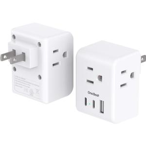 2 Pack US to Japan Plug Adapter, 2 Prong to 3 Prong Outlet Adapter with 3 Outlets 3 USB Ports(2 USB C), Type A Travel Power Converter Plug Adaptor for USA to Japanese Canada Mexico Philippines Peru