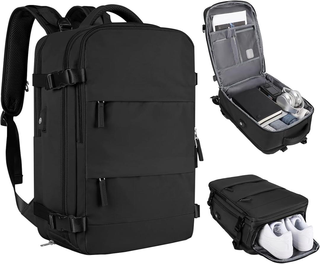 coofay Travel Backpack For Women Men Airline Approved Carry On Backpack Flight Approved Waterproof Sports Luggage Backpack Casual Daypack Small Hiking Backpack Black Backpack (Standard, A-black)