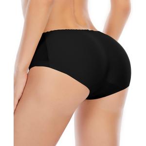 DERCA Butt Lifter Panties Padded Underwear for Women Seamless Booty Pads Hip Enhancer Panty (Large, #A1 Black (Briefs))