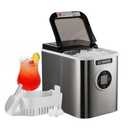 Countertop Ice Maker with 9 Bullet Ice in 7 Mins, 26.5lbs/24H Stainless Steel Portable Ice Machine  Self-Cleaning, LCD Display & Detachable Basket for Home/Office/Camping