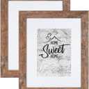 Califortree Rustic Brown 8x10 Picture Frame - Display Photos 5x7 with Mat or 8x10 Without Mat - HD Glass Inside, Horizontal and Vertical Display for Wall and Tabletop - Set of 2