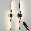Black Battery Operated Wall Sconces: 39.3 Inch Rechargeable Sconce Set of Two with Remote Control/3 Colors/10-100% Dimming/Timer, Modern Wall Lighting for Bedroom Living Room Hallway Bathroom, 2 Pcs
