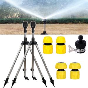 Impact Tripod Sprinkler, Rotating Tripod Sprinkler,360Degree Automatic Rotating Irrigation Watering, Tripod Telescopic Support for Lawn (2 PCS)