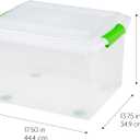 IRIS USA File Box File Organizer Plastic File Box for Letter/Legal File, BPA-Free Plastic Storage Bin Tote Organizer w/Secure Latching Lid and Easy-Slide Pad, Clear 35 Qt. 4Pack