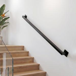 3.3FT Stair Railing Indoor Outdoor, 500LB Heavy-Duty Wall Mounted Handrail, Black Industrial Iron Pipe Rail, Rust-Proof for Home, Loft, Porch, Deck, Garage, Patio, Balcony, Garden & Corridor