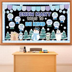 Winter Bulletin Board Set Snow Many Ways to Be Kind Bulletin Board Snowman Penguin Snow Globe Cutouts Motivational Classroom Decor Christmas Holiday Party for Classroom Chalkboard Wall Door Decor