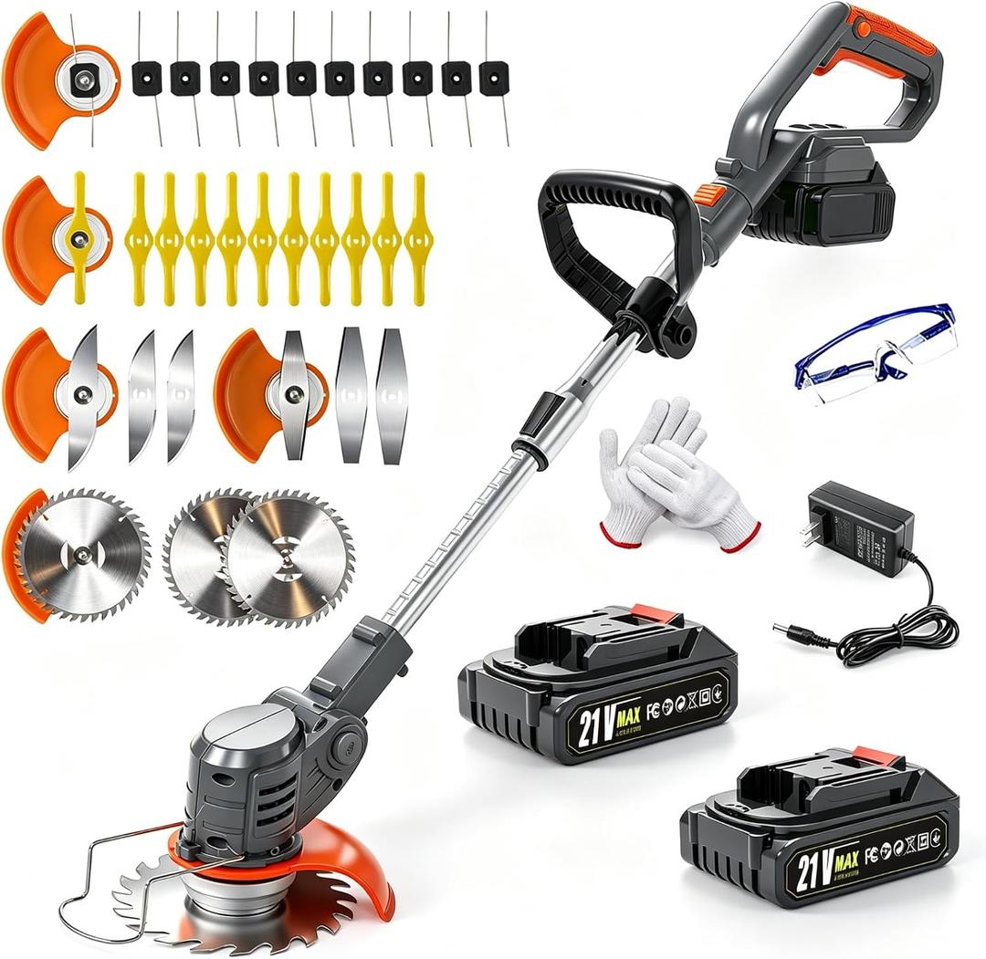 Electric Weed Wacker Cordless Battery Powered,Grass Trimmer Lawn Edger, 33in-47in