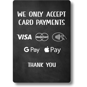 We Only Accept Card Payments Freestanding Sign | 2 Black Plastic Feet with A5 tough printed sign to show customers which payment methods you accept.