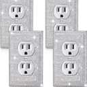 4 Pcs Outlet Covers Shiny Silver Rhinestones Wall Plate 1 Gang Toggle Light Switch Cover Decorative Durable Switch Covers (Standard Size)
