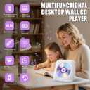 Gueray CD Player Portable with Bluetooth Wall Mountable, CD Music Battery Operated Players for Home with Speakers 1800mAh Rechargeable LCD Screen Display FM Radio USB AUX Jack Remote Control
