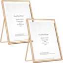 Gold 68Floating Frame 2-Pack For Photo Sizes(3.5x5''4x6''5x7''),Classy Metal Floating Frame 5x7''Tabletop Shelf Photo Frames for Christmas,Wedding Party,Home or Office Decor