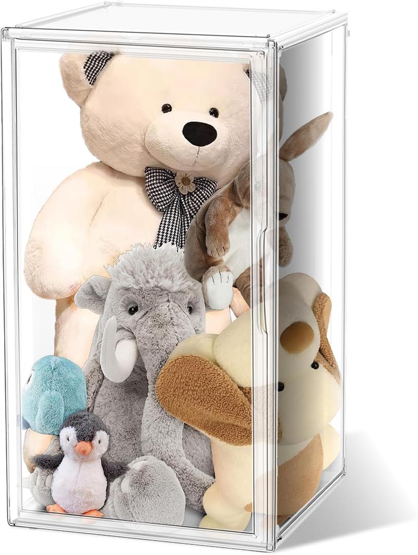 23.6'' Tall Acrylic Display Case for Collectible, XXXXX-Large Purse Handbag Organizer 13.8''x12.2''x23.6'' Clear Boot Totes Storage Box Transparent Huge Figure Collectibles Showcase with Magnetic Lid