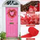 Aneco Valentines Day Heart Wreath 22 Inch Red and Pink Artificial Floral Wreath with Ribbon Door Wall Window Hanging Decor for Wedding Anniversary Holiday