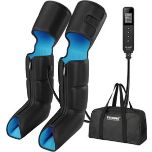 FIT KING Air Compression Leg and Foot Boots Massager for Circulation from Foot to Thigh to Relieve Pain, Swelling, Edema - Pressure Sensor & LCD Display & 3 Timer Optional