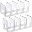 SAYEEC Acrylic File Holder, Clear File Sorter Desk File Organizer, Sturdy Desktop File Folder Organizer Rack for Envelopes Mail Letter Paper Notebook Electronics Office Supplies (4 Sections, 2 Pack)