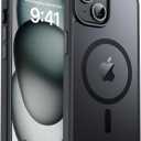 Magnetic for iPhone 15 Case & iPhone 14 Case, [Compatible with MagSafe] [Military Grade Drop Protection] Translucent Matte Shockproof Anti-Scratch Phone Cover, Black