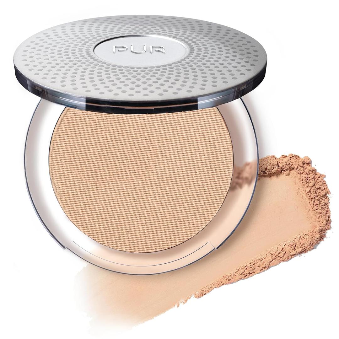 PR MINERALS 4-in-1 Pressed Mineral Makeup Powder Foundation with SPF 15 - Concealer & Finishing Compact Pressed Powder for Face - Buildable Medium to Full Coverage Foundation Powder