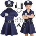 Gortykor Girls Police Officer Costume Cop Outfit for Girls Cop Halloween Dress Up L