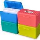 Olivo Index Card Holder Box 3x5 Flash Note Card Holder Storage File Box Organizer Case for 3"x5" Cards, 4 Colors Pack