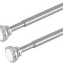 Spring Tension Curtain Rod Adjustable 22 to 36 Inch, 2 Pack, Nickel