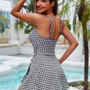 Zilcremo Swim Dress for Women Tummy Control One Piece Swimsuit Wrap Swimdress Square Neck Skirted Bathing Suit Swimwear M