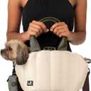 Sytopia Small Dog Carrier Purse, Portable Pet Carrier Tote Carrier with Pockets, Adjustable Safety Leash, Waterproof Dog Travel Bag, Travel Pets Purse up to 4 Lbs, Cream Beige (17.7"L x 8.7"W x 9.4"H)