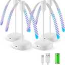 4 Pack Food Table Fan, 2000mAh USB Powered Rechargeable Food Fan, Portable Fan with Flexible Goose-Neck and Soft Blades for BBQ, Patio, Party (White)