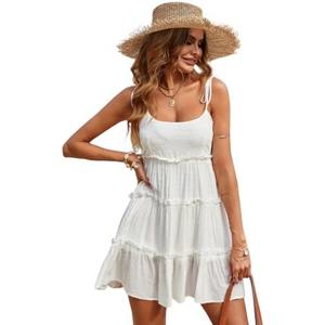 Narecte Womens Summer Dresses Wedding Guest Dresses Beach Sundresses Spaghetti Strap Flowy Boho Dress, Large