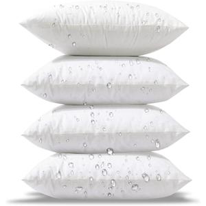 Phantoscope 18 x 18 Pillow Inserts - Pack of 4 Outdoor Water Resistant Throw Pillow Inserts Hypoallergenic Square Decorative Couch Sham Cushion Stuffer - 18 Inches (18" x 18"(Pack of 4), White)