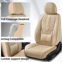 Coverado Front Seat Covers, Car Seat Covers Front Seats, Nappa Leather Seat Covers for Cars, Waterproof Seat Covers with Lumbar Support Universal Fit for Most Cars SUV Trucks (Front, Beige)