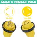 25ft 30Amp 125V RV Power Wire Cord Marine Shore Boat L5-30 Yellow 25 Feet Heavy Duty Electrical Power Cable, NEMA L5-30P to NEMA L5-30R