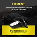 Driver Side Mirror (Left/LH) Compatible with Hyundai Elantra 2011-2013, Power, Heated, Manual-Folding, w/Turn Signal, 6-Pin Connector, White Housing, Replaces 87610-3Y000, HY1320178