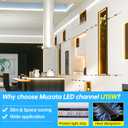 Muzata 6Pack 3.3FT/1M LED Channel Black Aluminum U Shape LED Strip Channel with Transparent Clear Cover Easy Installation with Paper User Manual U1SW BT 1M