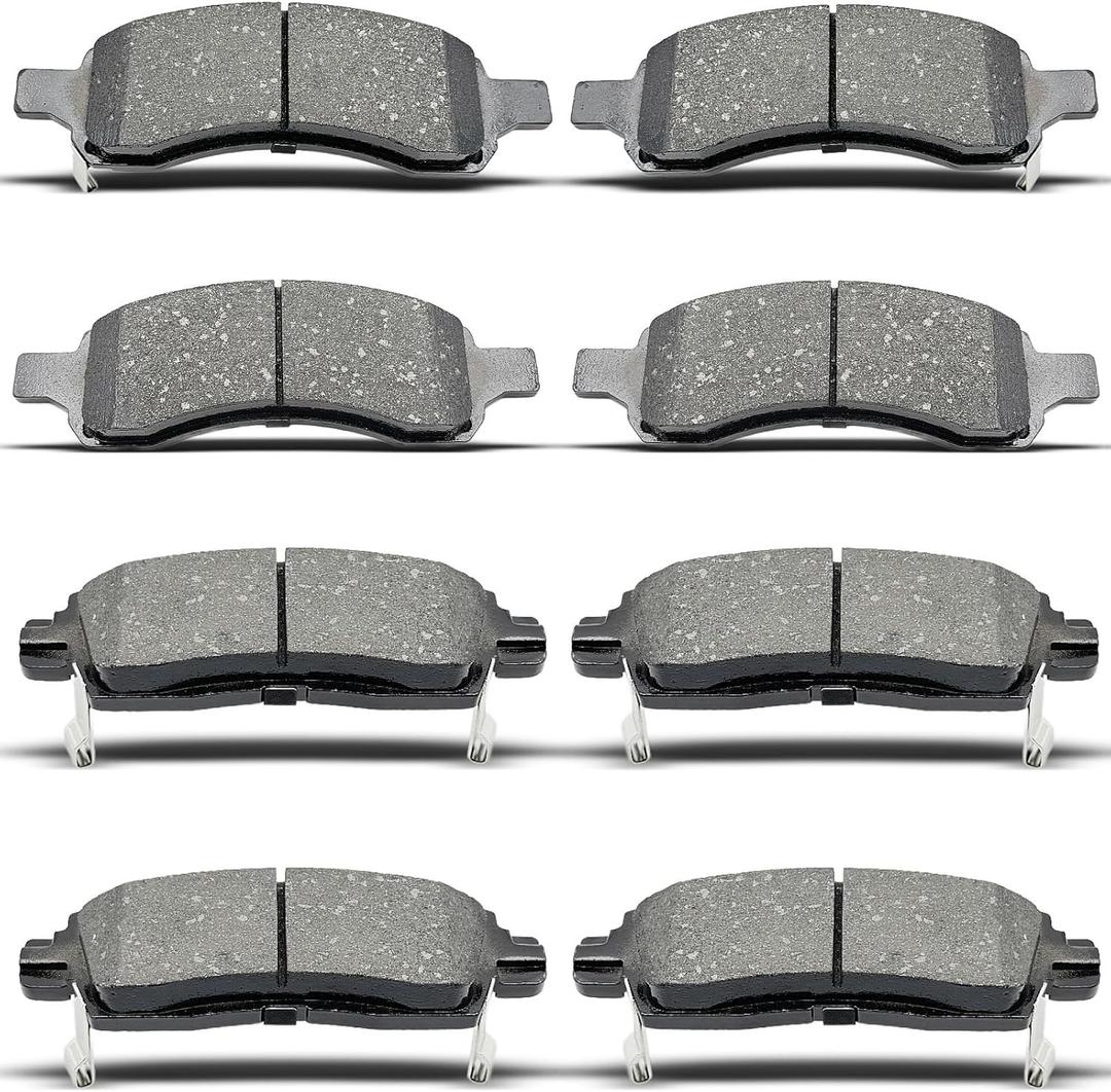 front rear Ceramic Brakes Pads Set Compatible with 2008-2017 Buick Enclave, 2009-2017 Chevy Traverse, 2007-2016 GMC Acadia, 2007-2010 Saturn Outlook