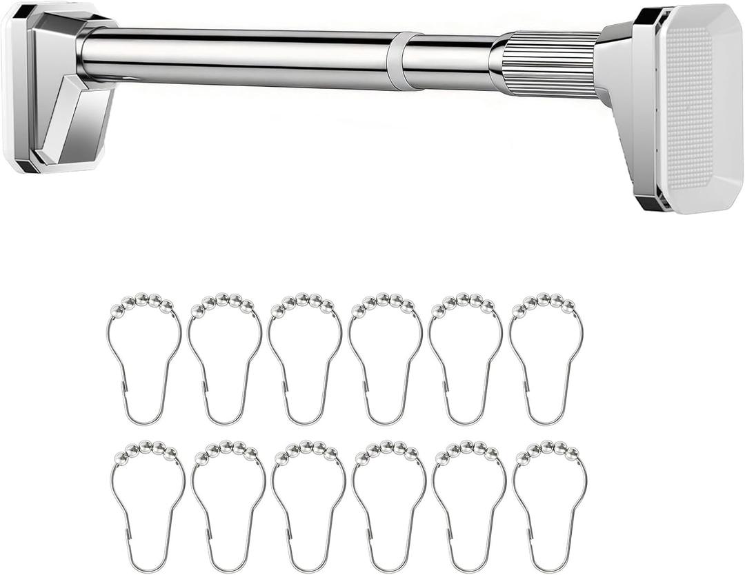 Silver Shower Curtain Rod 39 to 137 Inch,Heavy-Duty inner Lock Stainless Steel Telescopic Rod,1.2-Inch Diameter Bathroom Anti-Rust And anti-Slip Tension Rod Without Drilling,Convenient to Use