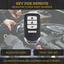Dasbecan Key Fob Remote Replacement Compatible with 2015 2016 Honda CR-V Replaces ACJ932HK1210A 72147-T0A-A11 35118-T2A-A50 Keyless Entry Remote Control