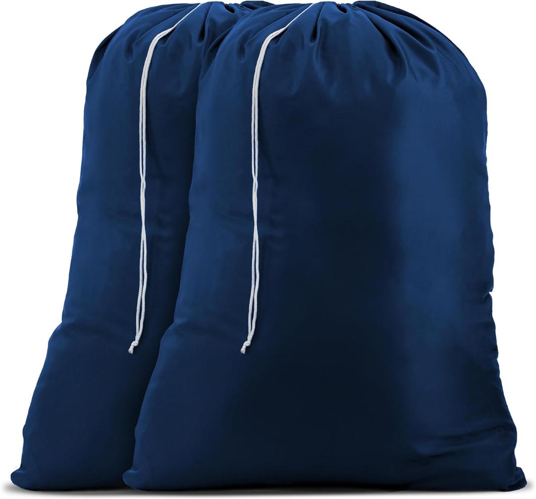 Handy Laundry Nylon XL - Large Capacity with Locking Drawstring, Machine Washable, Fits Laundry Baskets or Hampers, Holds 3 Loads of Clothes - Navy Blue (Pack of 2)