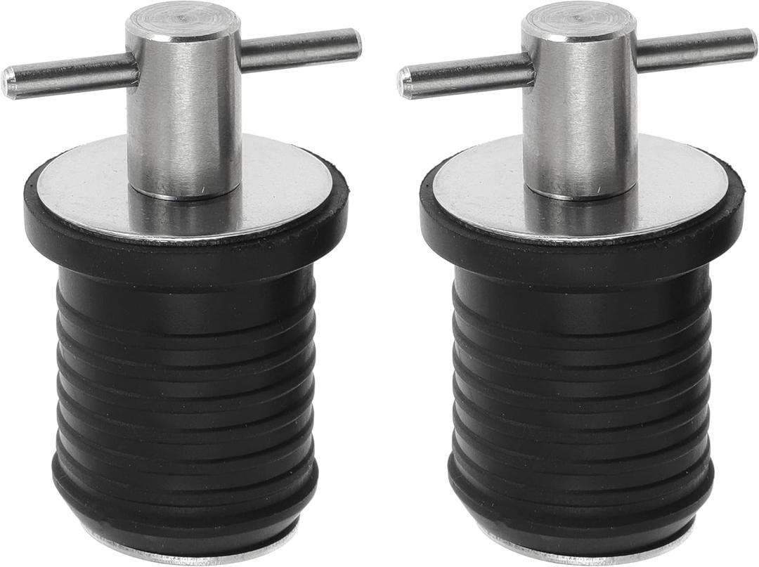 2 Pcs Boat Drain Plug With T Handle - Snap Rubber Plugs With Brass/Stainless Steel Handle - Marine Twist Accessories (1 inch)