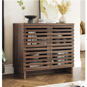 Buffet Coffee Bar Cabinet, Mid-Century Modern Sideboard Buffet Cabinet with Adjustable Shelves, Sideboard Coffee Bar Cabinet Accent Cabinet with 2 Doors for Kitchen, Entryway, Living Room