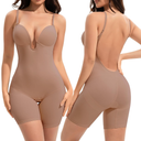 Slimers Backless Shapewear Tummy Control: Low Back Plunge Shapewear Bodysuit - Slimming Built-In Bra Full Body shaper Woman, Large