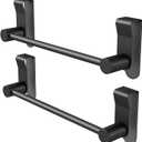 YUMORE Over the Cabinet Towel Holder for Wide Doors, 2-Pack Matte Black Dish Towel Rack for Kitchen & Bathroom