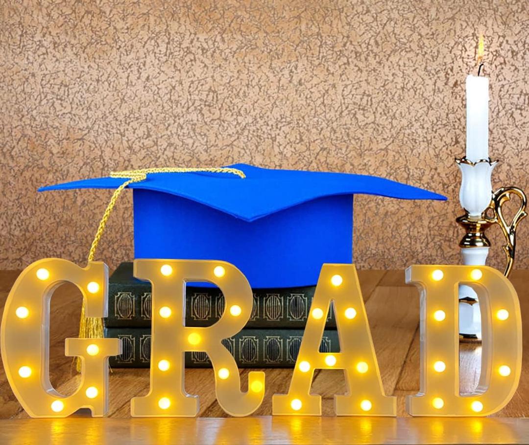 4 LED Marquee Letter Lights GRAD SignGRAD Light up Letter Numbers for Graduation Party Decorations, 2026 Graduation Decorations Party Supplies